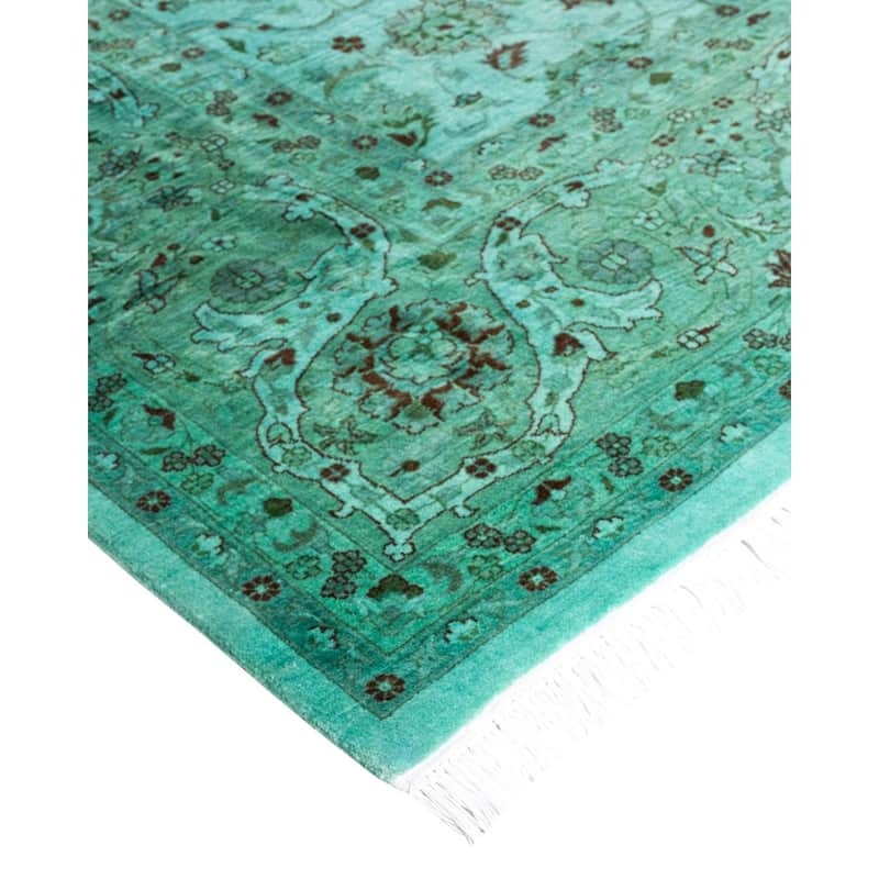 Overdyed, One-of-a-Kind Hand-Knotted Area Rug - Blue - 8' 1" x 10' 2"