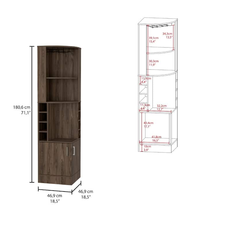 TUHOME Syrah Corner Bar Cabinet with 2-Doors and 8 Cubbies - N/A