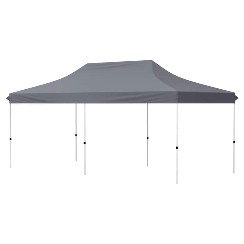 Pop Up Canopy Tent with 6 Sidewalls and Windows for Outdoor Events - 240” x 120” x 116.4”-124.8” - Grey