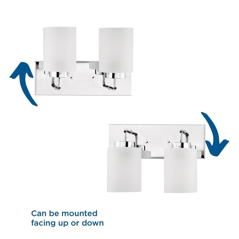Merry Collection Two-Light Polished Chrome and Etched Glass Transitional Style Bath Vanity Wall Light
