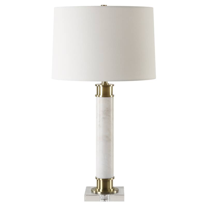 Uttermost Plinth White Marble Table Lamp - 27.75" H X 15" W X 15" D