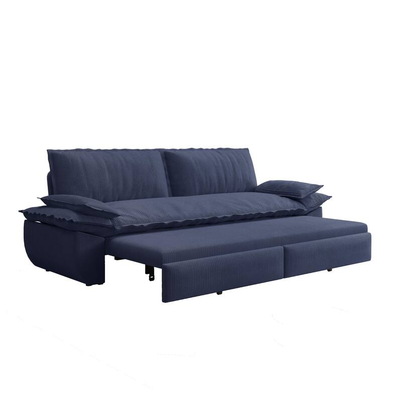 3 in 1 Pull Out Couch, 73.2" Corduroy Sofa Bed, Convertible Loveseat Sleeper Sofa for Living Room, Upholstered Couch Bed