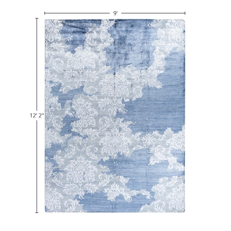 Modern One-of-a-Kind Hand-Knotted Area Rug - Gray, 9' 0" x 12' 2" - 9' 0" x 12' 2"