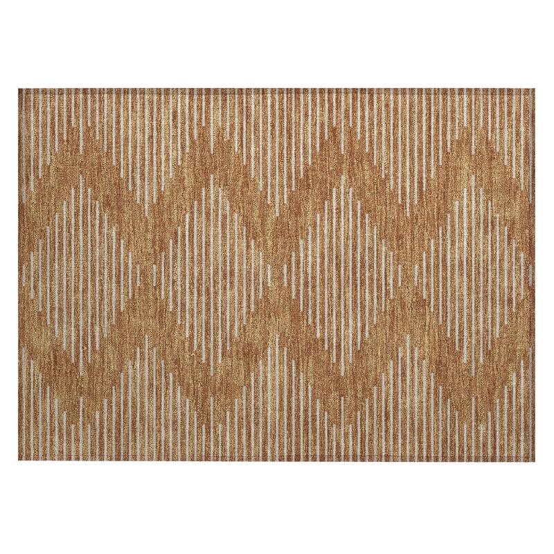 Machine Washable Indoor/ Outdoor Modern Stripe Chantille Rug