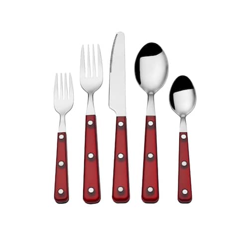 Mikasa Living 18.0 Red Translucent Handle 20 Pc Flatware Set