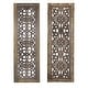 preview thumbnail 1 of 3, Benzara Floral Hand Carved Wooden Wall Panels, Assortment of Two, Brown