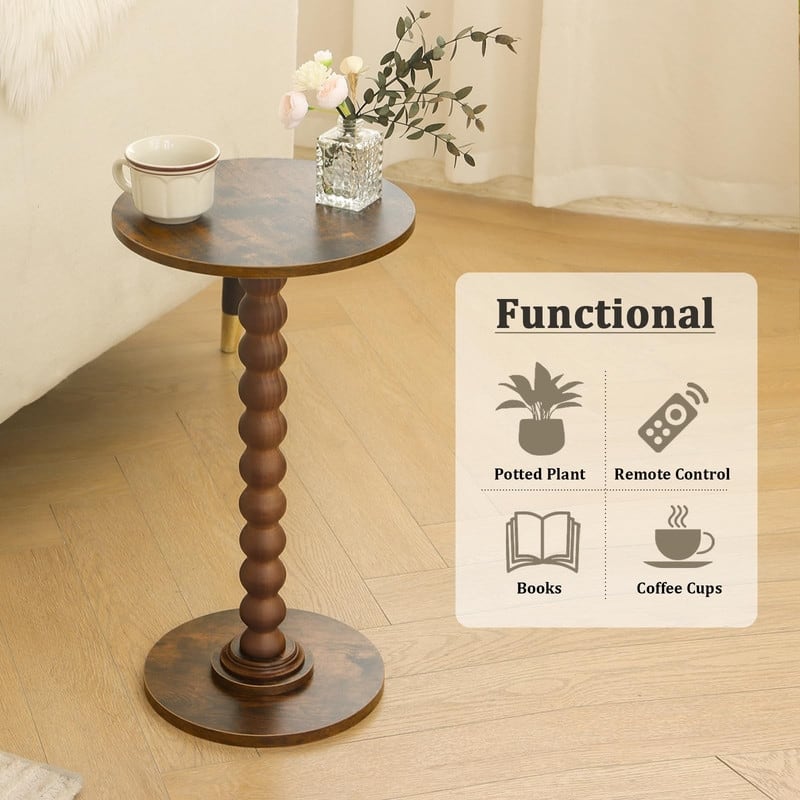Round Side Table - 11.8"D x 11.8"W x 21.6"H