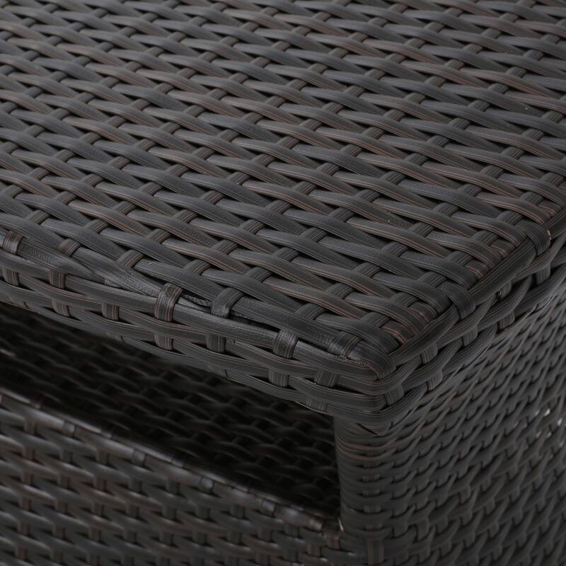 Berkeley Outdoor Wicker Side Table with Umbrella Hole by Christopher Knight Home - 19.5"H x 34"W x 22"D