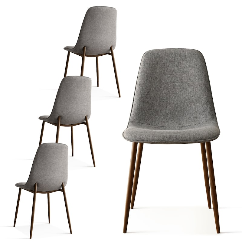Modern Solid Back Side Dining Chair Walnut leg(Set of 4)