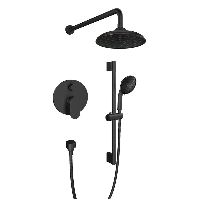 4-Spray Wall Mount Dual Fixed and Handheld Shower Head with Adjustable Slide Bar and Pressure-Balanced Valve - Oil-Rubbed Bronze