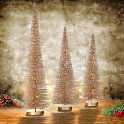15/18/24" Glitter Bristle Tree Set of 3