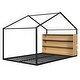 preview thumbnail 4 of 9, Full Size Metal House Bed with Shelves and Lights