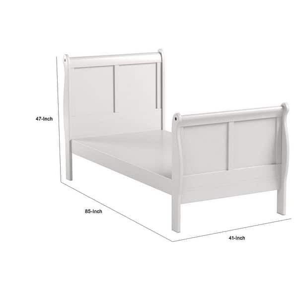 Sophisticated Contemporary Style Twin Size Sleigh Bed, White