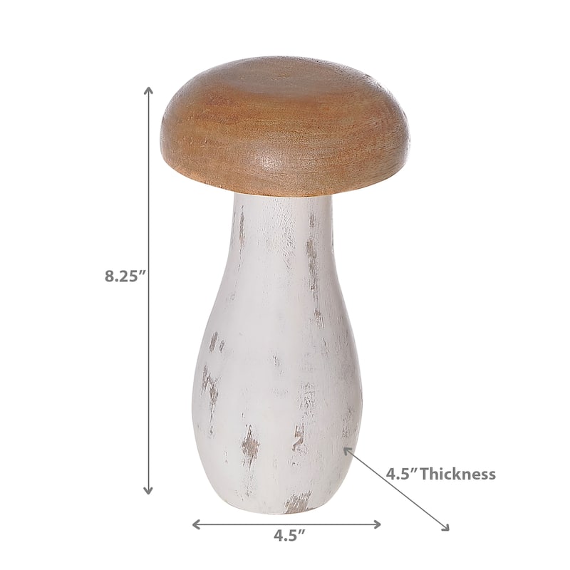 Mango Wood Nartural & White Mushroom Large