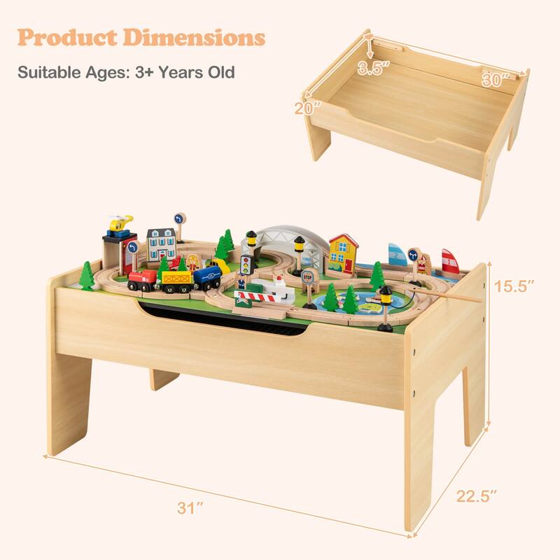 Costway All-in-One Kids Activity Table with Reversible Blackboard & - See Details