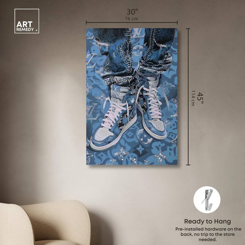 Blue Dreams Sneakers Canvas by Art Remedy, Gallery Wrapped