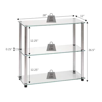 Convenience Concepts Designs2Go Classic Glass 3 Tier Bookshelf
