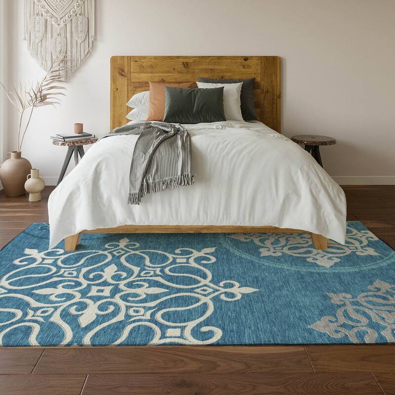 Premium Washable Super Soft Transitional Scroll Mayfield Rug