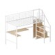 preview thumbnail 7 of 15, Twin Size Metal Loft Bed with L-Shaped Desk, Storage Wardrobe, Sturdy Ladder Shelves, Guardrails & Metal Grid
