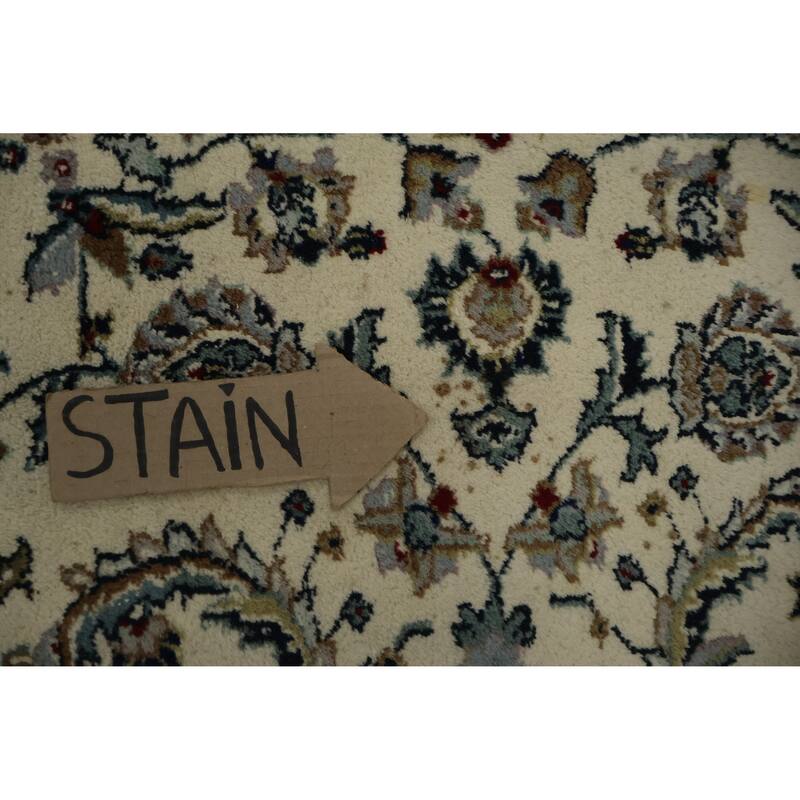 Hand Knotted Oriental 100% Wool Carpet Traditional Floral Beige & Ivories Kashan Area Rug - 11' 10'' X 9' 1''