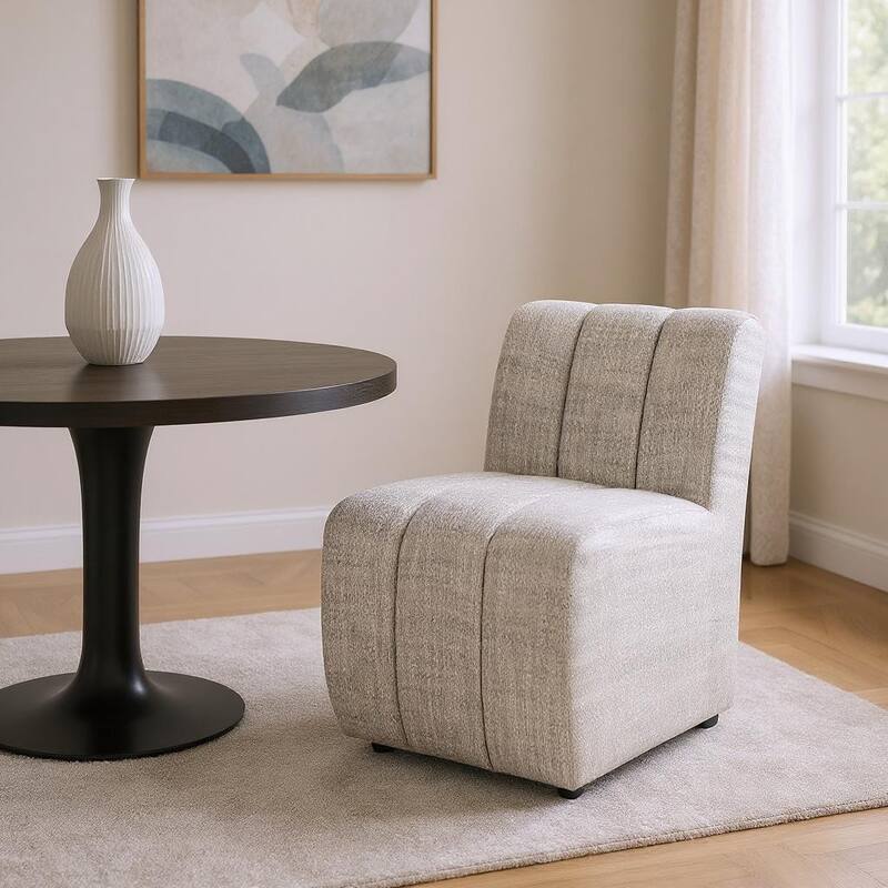 HomeRoots Gray And Black Upholstered Fabric Dining Side Chair With Wheels - 27.90 in. x 31.00 in. x 20.80 in. - Single - 27.90 in. x 31.00 in.  x 20.80 in. - Gray