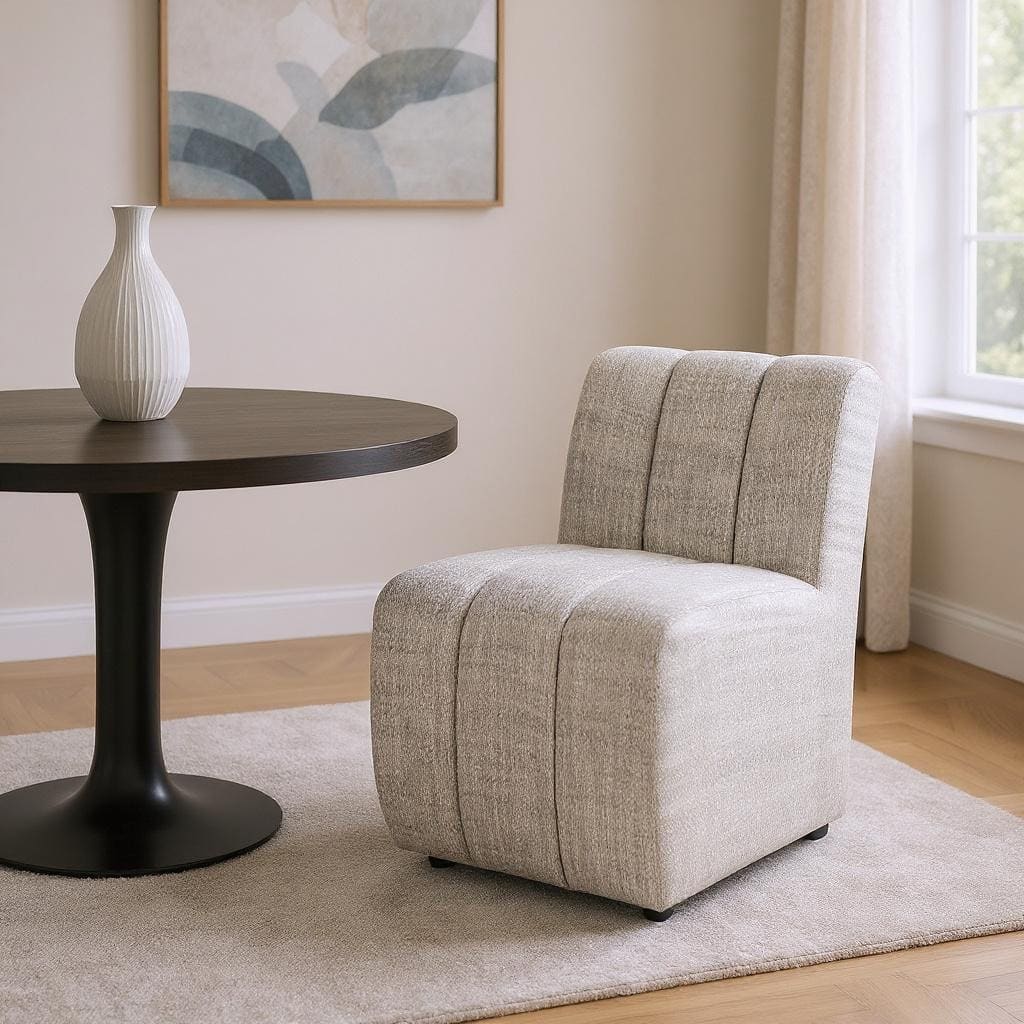 HomeRoots Gray And Black Upholstered Fabric Dining Side Chair With Wheels - 27.90 in. x 31.00 in. x 20.80 in.