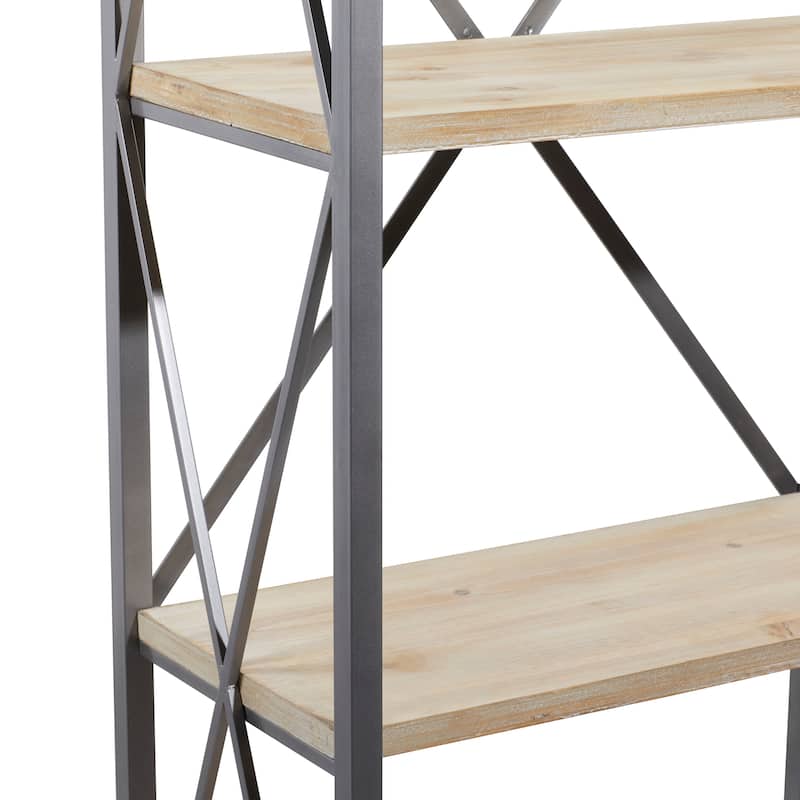 Wood 5 Shelves Shelving Unit - Brown - Roche River Decor - 17"W x 30"L x 72"H