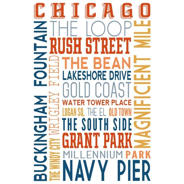 Chicago Il Typography 2 Lp Artwork Art Print Multiple Sizes