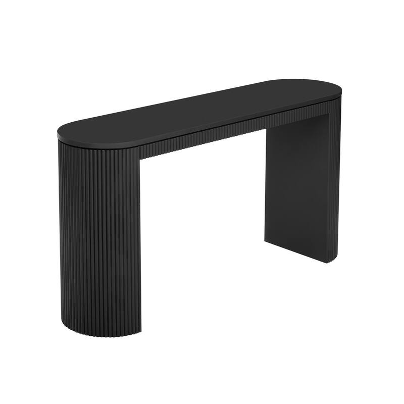 Black Decorative Table End Table with Vertical Stripe Legs, Stylish Console Table Side Table Sofa Side Table