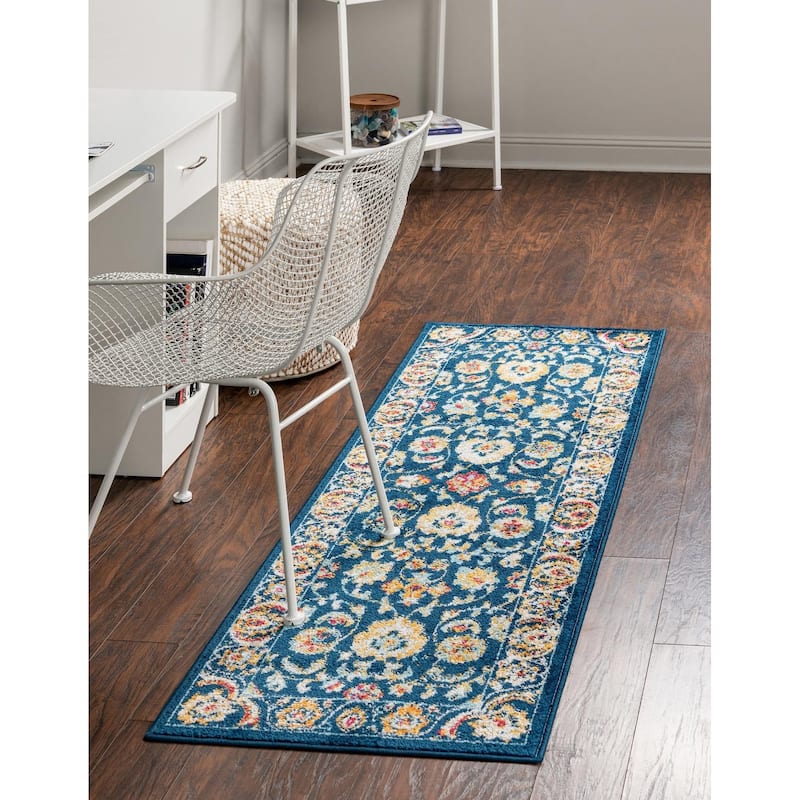 Traditional Taylor Collection Area Rug - Navy Blue - 2'x6'