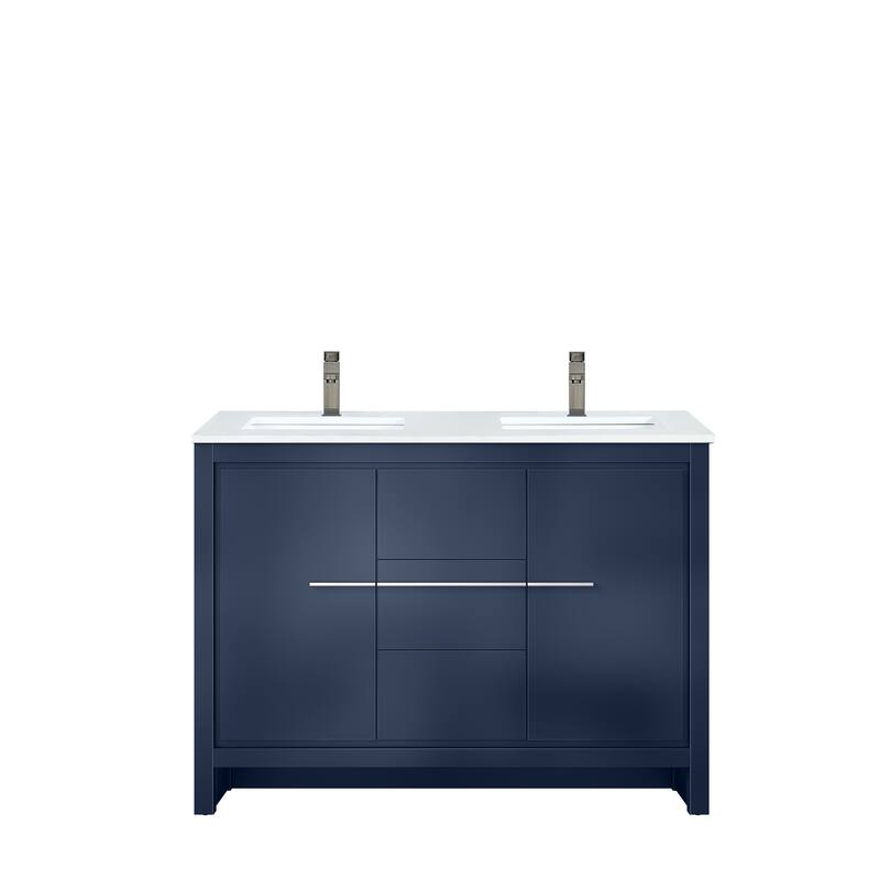 Lafarre Bath Vanity Quartz Top, Sink and Gun Metal Faucet - 48 inch - Navy Blue
