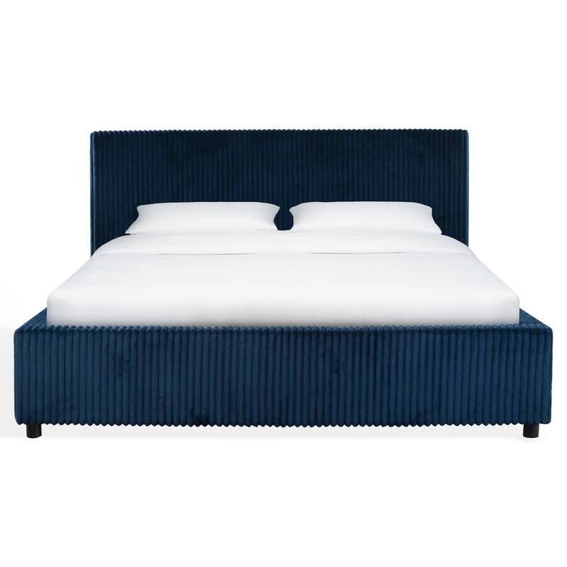 SAFAVIEH Couture Mallika Plush Corduroy Bed. - Navy/Black - Queen