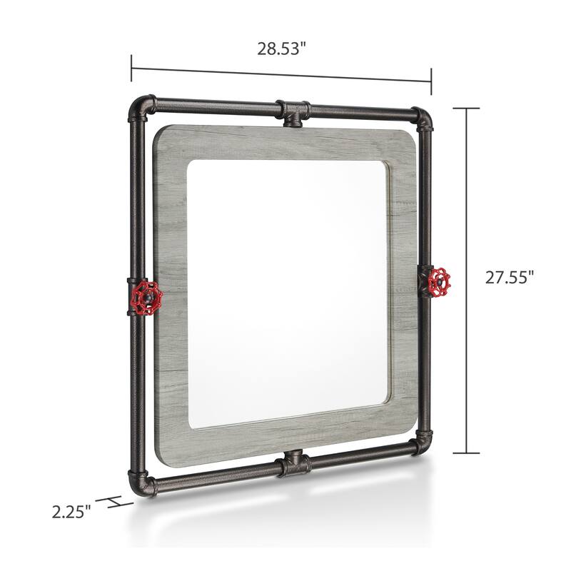 DH BASIC Industrial Pipe and Water Valve Accent Wall Mirror by Denhour