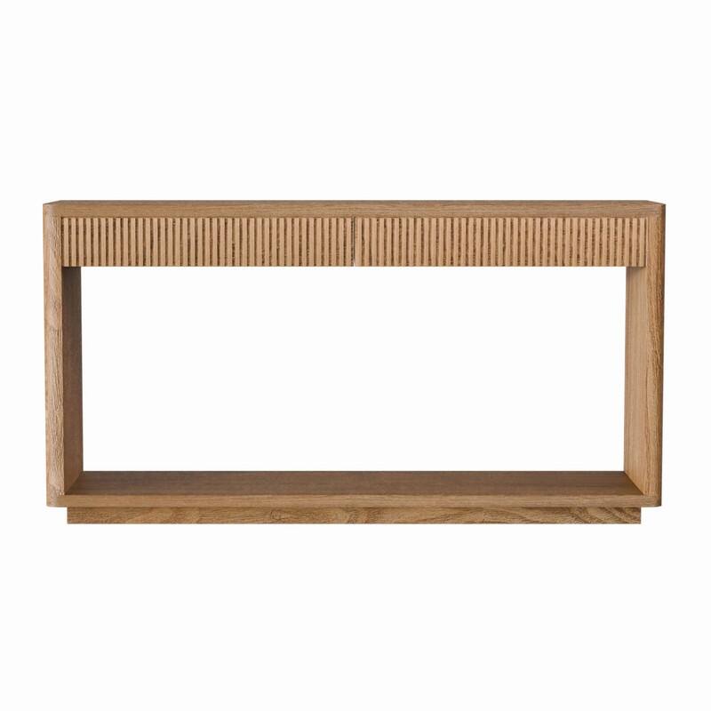 Modern 60-Inch Fluted Console Table with 2 Drawers for Living Room and Hallway Furniture Storage
