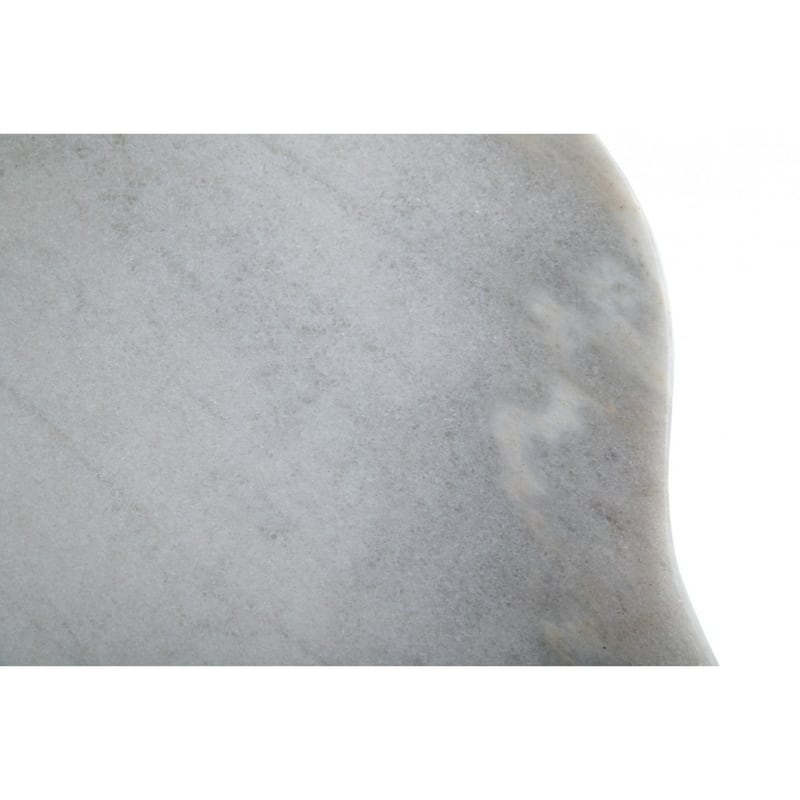 15" Modern Black Metal Frame End Table with White Free Form Marble Stone Top for Living Room Use - 15" H x 19.5"L x 19.5"W