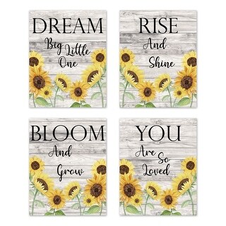 Yellow Boho Floral Sunflower Wall Decor Art Prints (Set of 4 ...