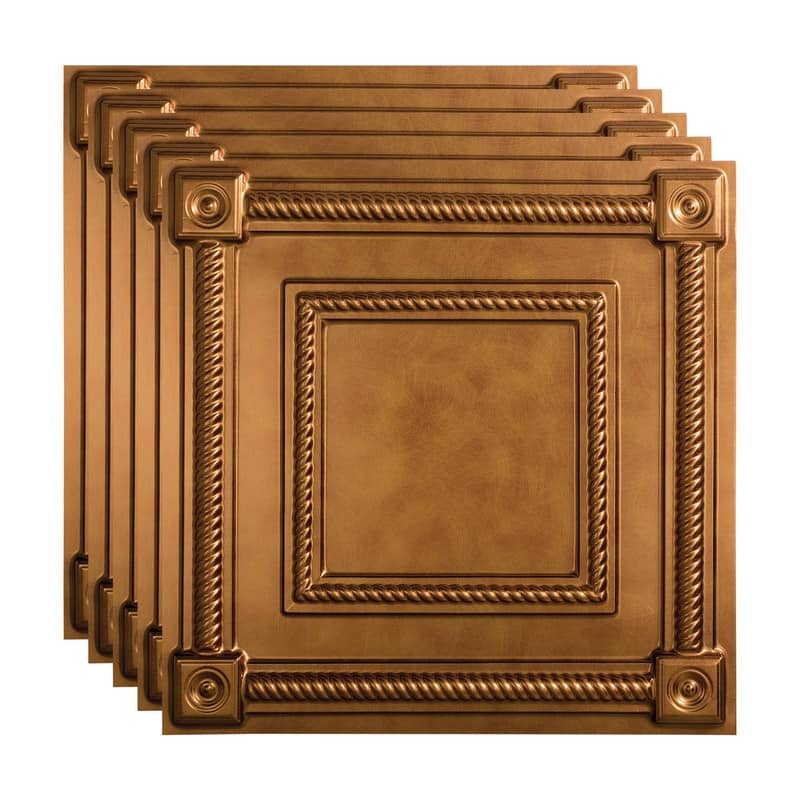 FASÄDE Coffer Decorative Vinyl 2ft x 2ft Lay in Ceiling Panel in Antique Bronze (5 Pack) - 5 Pack - Antique Bronze