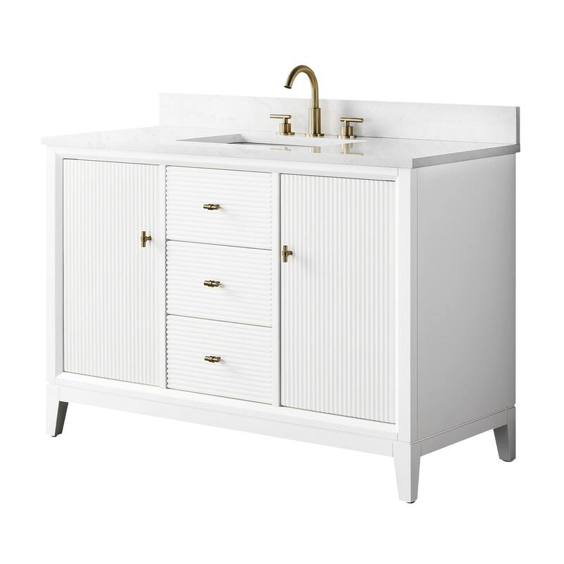 Vanity Art 48" Freestanding Bathroom Vanity with Engineered Marble Top and Sink