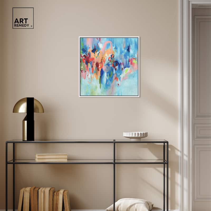 Art Remedy New Sky Framed Blue Abstract 1 Piece Canvas Wall Art