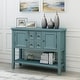 preview thumbnail 33 of 61, Vintage Elegant Style Buffet Sideboard Console Table with 4 Storage Drawers, 2 Cabinets & Bottom Shelf (Antique Gray)
