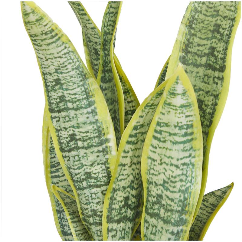 Faux Foliage Artificial Plant with Realistic Leaves and White Porcelain Pot and Gold Stand - Green - Roche River Decor
