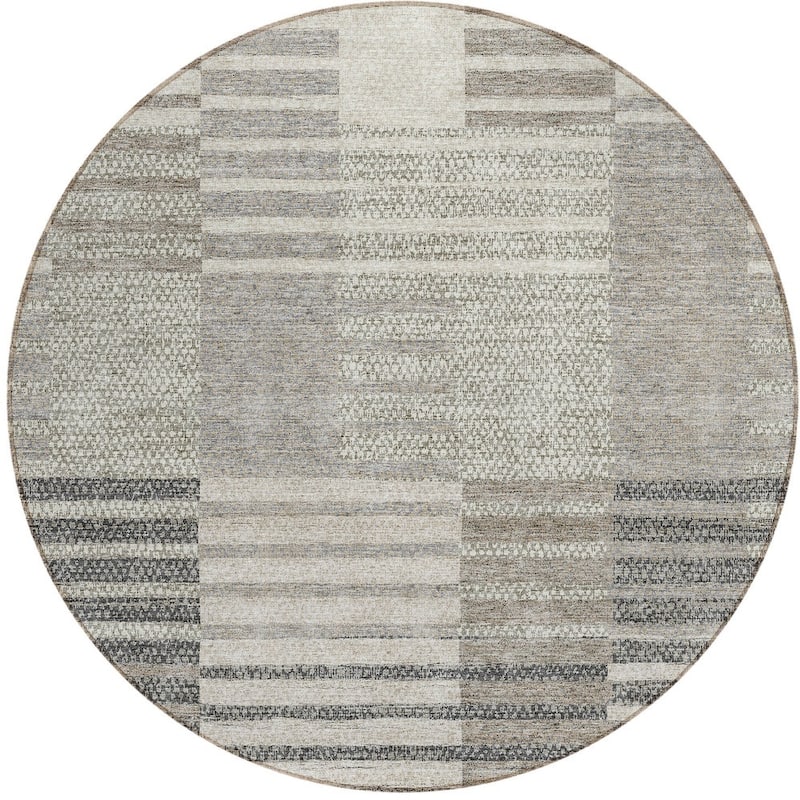 HomeRoots Striped Modern Rectangle Outdoor Rug