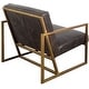 preview thumbnail 3 of 3, Armelle I Black Leather Seat w/Gold Metal Frame Accent Chair - 28.25" W x 32.75" D x 30.0" H