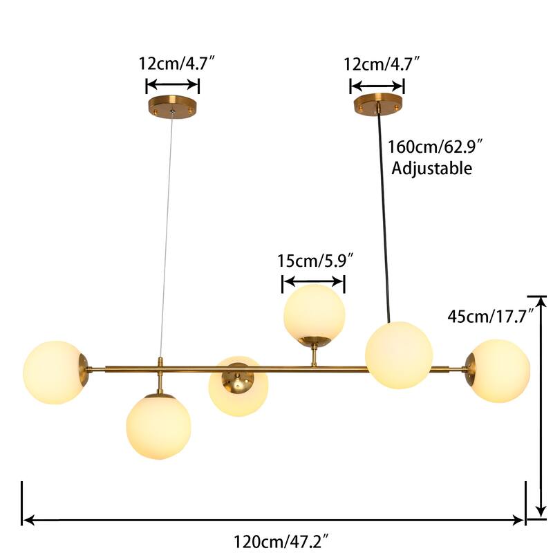 6 Lights Globe Mid Century Chandelier Sputnik Modern Pendant Lighting