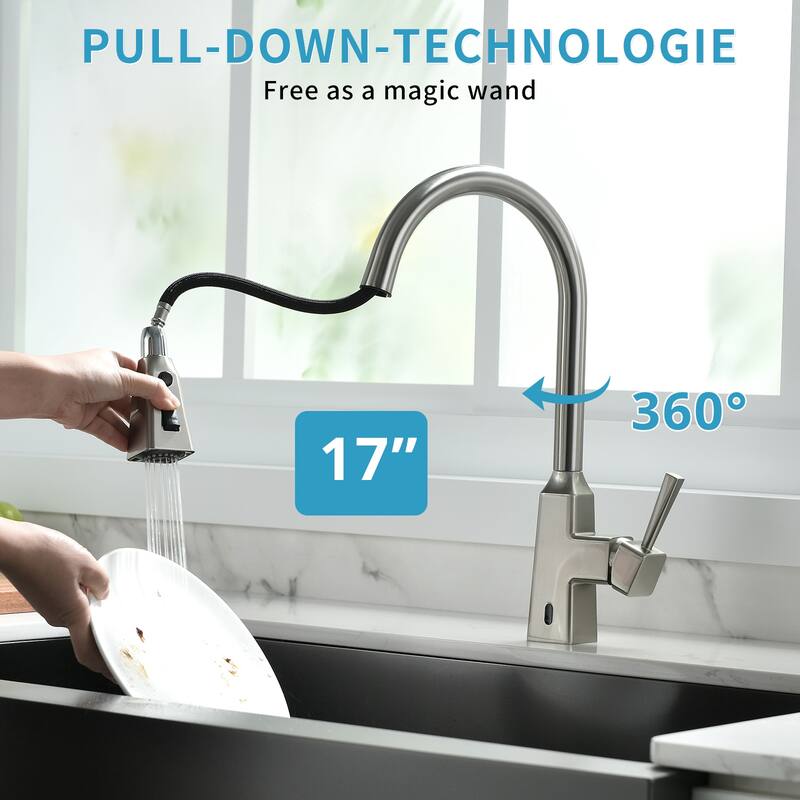Touchless Kitchen Faucet,Hands Free Automatic Smart Kitchen Faucet with