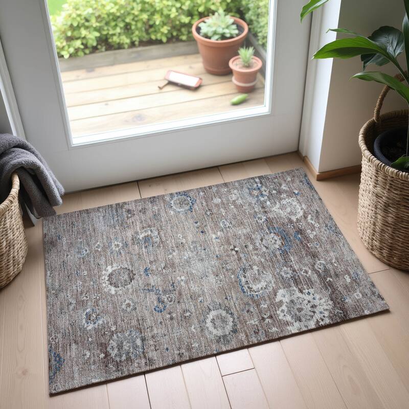 Premium Washable Super Soft Traditional Vintage Mayfield Rug - Taupe - 1'8" x 2'6"