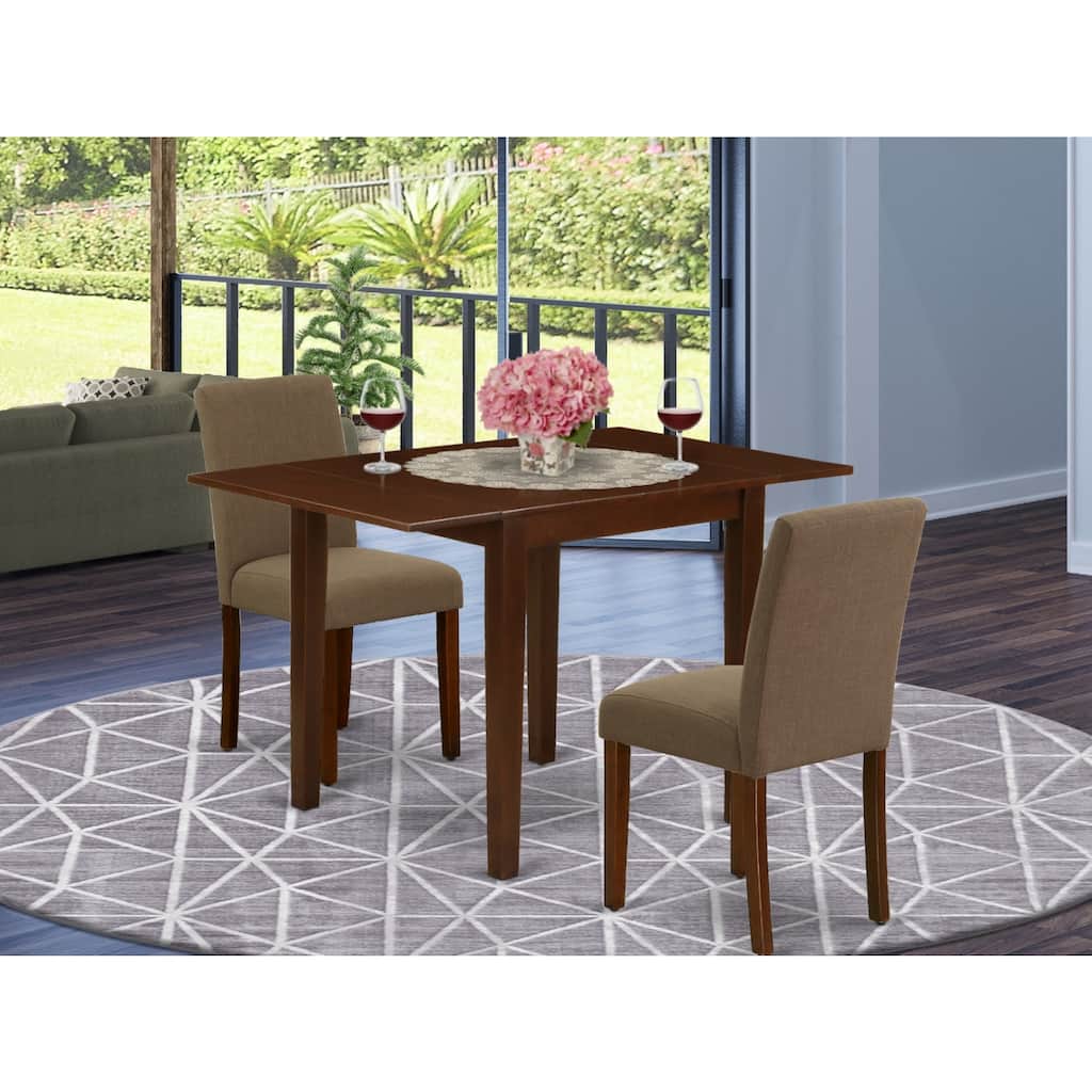 3-Piece Mahogany Finish Solid Wood Top Dining Table Set