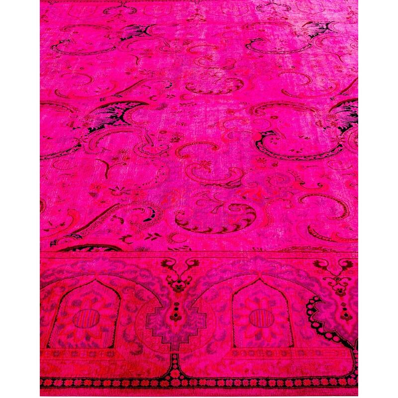 Overton Hand Knotted Wool Vintage Inspired Modern Contemporary Overdyed Pink Area Rug - 8' 0" x 11' 0"