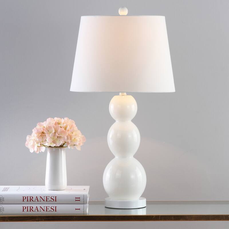 SAFAVIEH Lighting Natasha 28-inch Three Sphere Glass White Table Lamp (Set of 2) - 14"x14"x26.5" - 14Wx14Dx27H