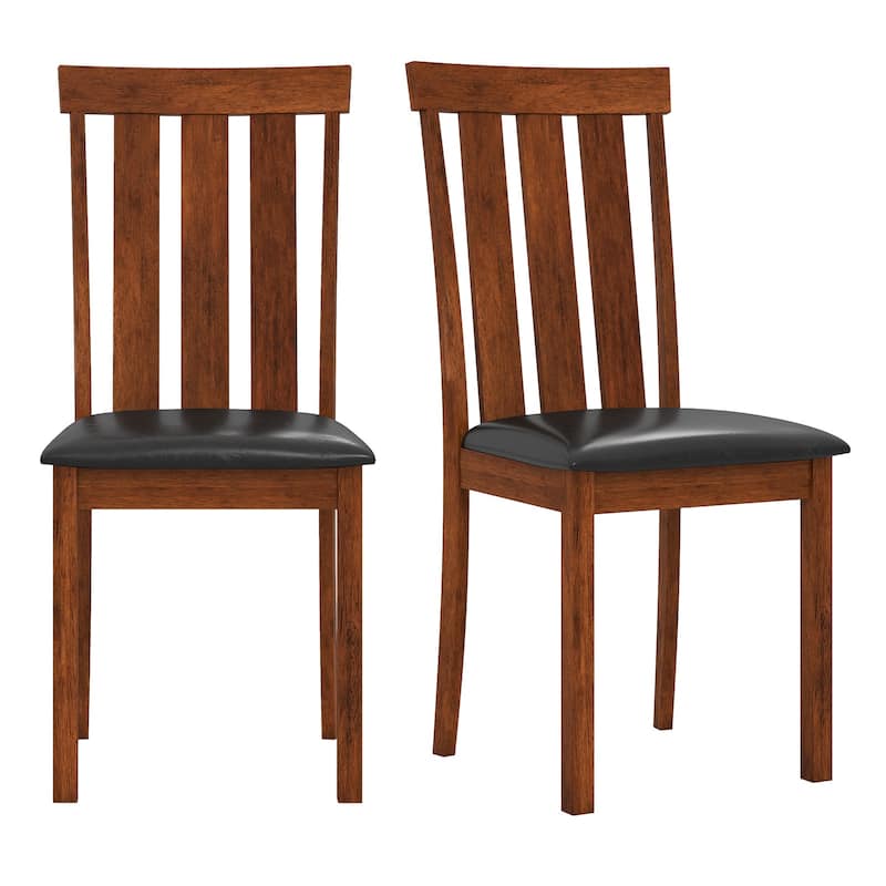 Gymax Dining Chairs Set of 2 Dining Room Chairs w/ PU Leather - Brown - Set of 2